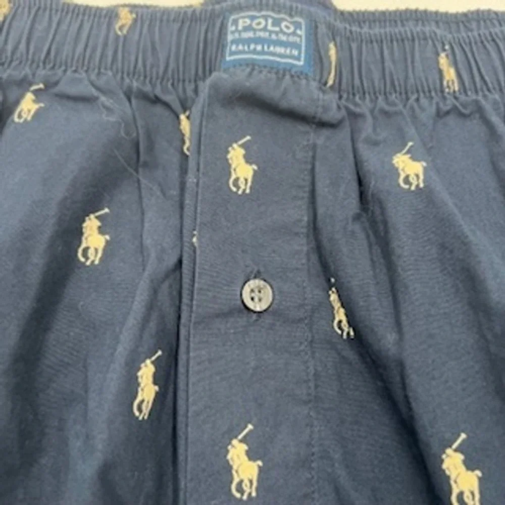 Polo Ralph Lauren Mens Pajama Pants XL Navy Blue Tan Pony‎ Logo Cotton Lounge